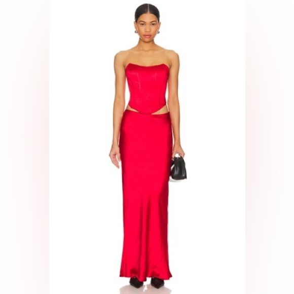 Superdown Red ‘Calla’ Satin Skirt - Picture 1 of 10
